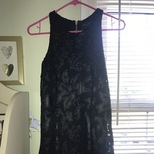 Black leather lace dress
